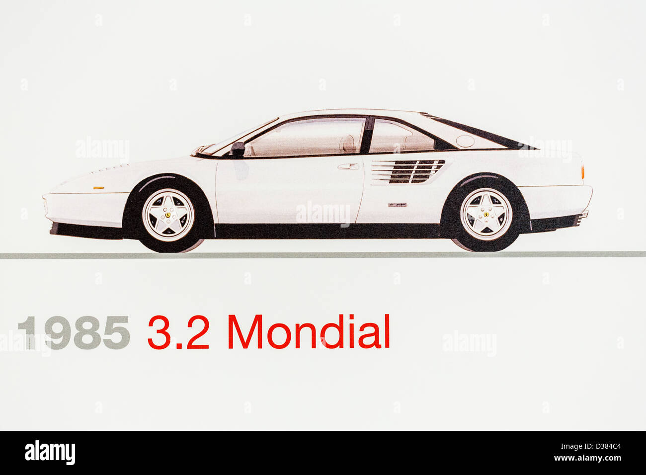 Graphic representation of a 1985 Ferrari 3.2 Mondial, Ferrari Museum, Maranello, Italy Stock Photo