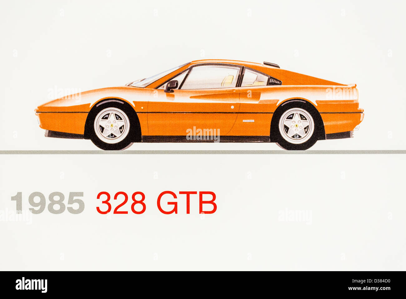 Graphic representation of a 1985 Ferrari 328 GTB, Ferrari Museum, Maranello, Italy Stock Photo