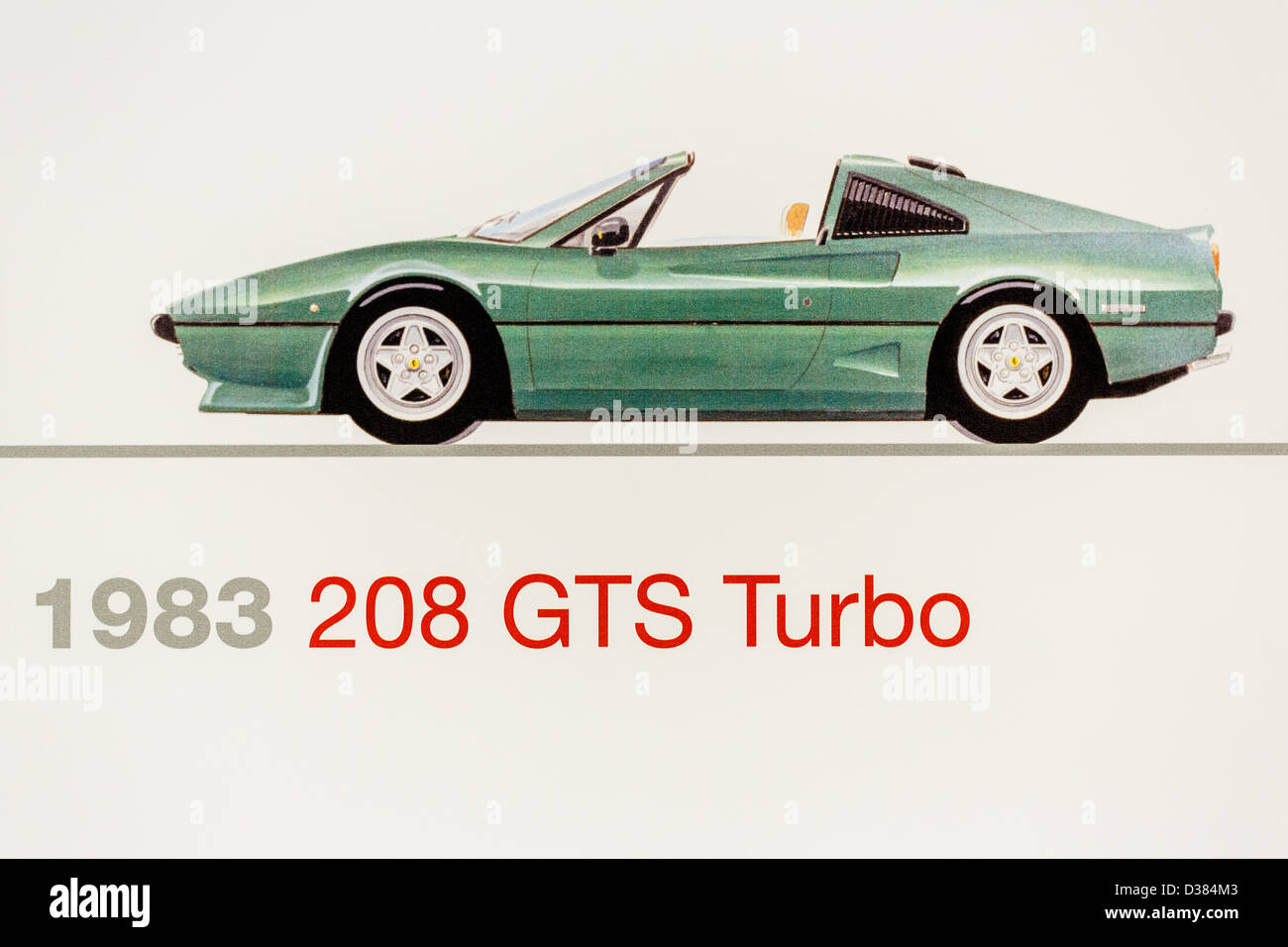 Graphic representation of a 1983 Ferrari 208 GTS Turbo, Ferrari Museum, Maranello, Italy Stock Photo
