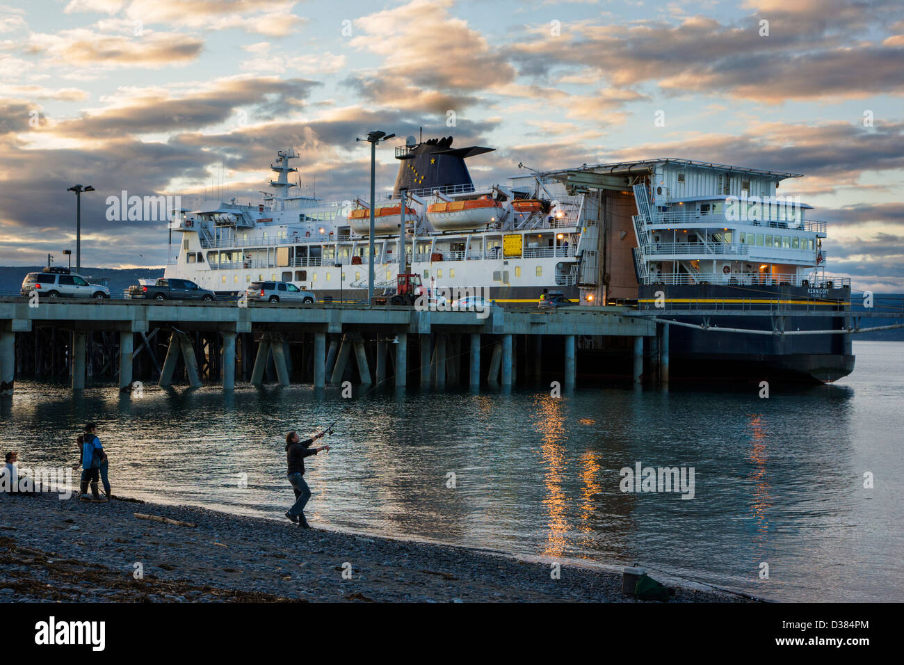 Ferry loading at sunset, Deep Water Dock, Homer Spit, Homer, Alaska