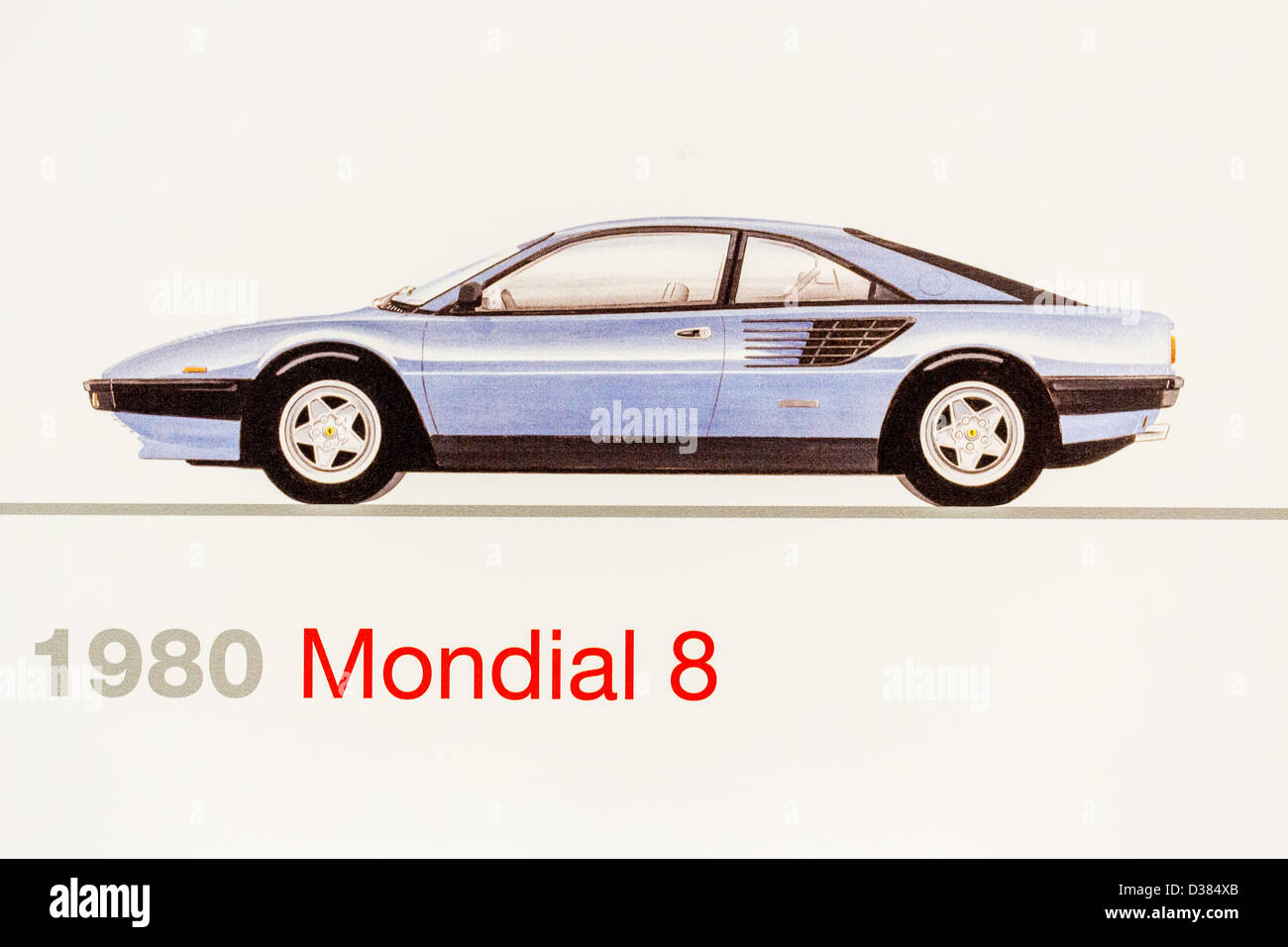 Graphic representation of a 1980 Ferrari Mondial 8, Ferrari Museum, Maranello, Italy Stock Photo