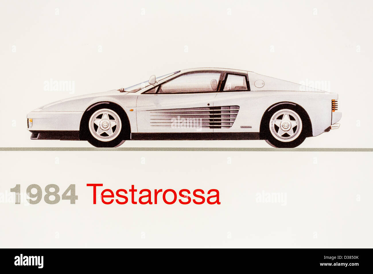 Graphic representation of a 1984 Ferrari Testarossa, Ferrari Museum, Maranello, Italy Stock Photo
