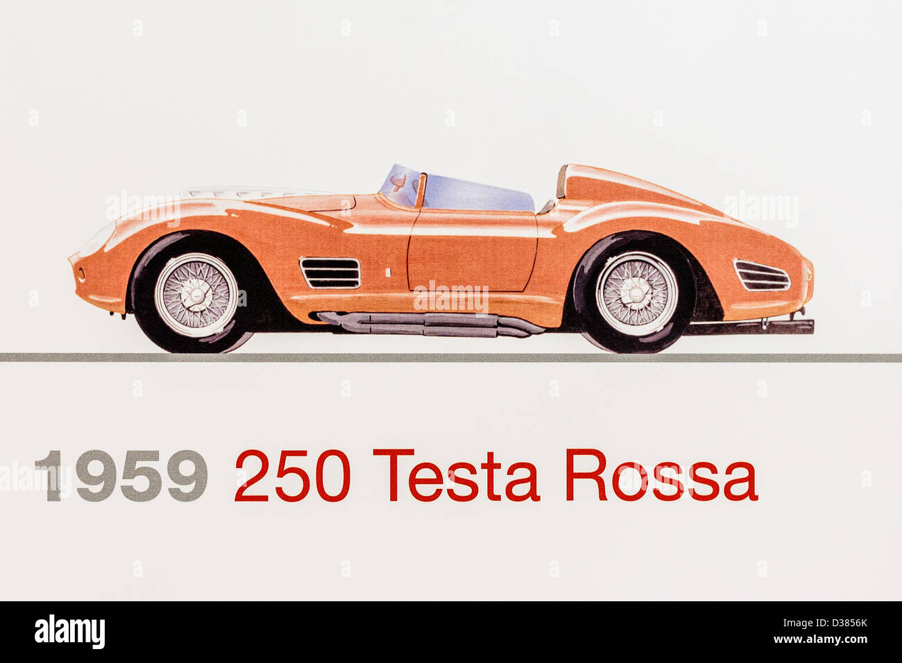 Graphic representation of a 1959 Ferrari 250 Testa Rossa, Ferrari Museum, Maranello, Italy Stock Photo