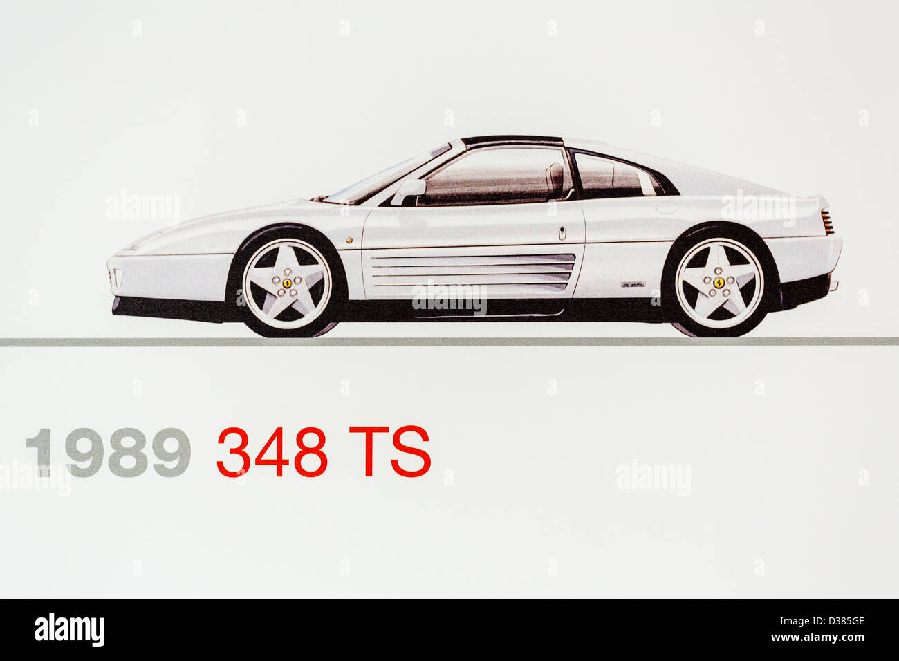 Graphic representation of a 1989 Ferrari 348 TS, Ferrari Museum, Maranello, Italy Stock Photo