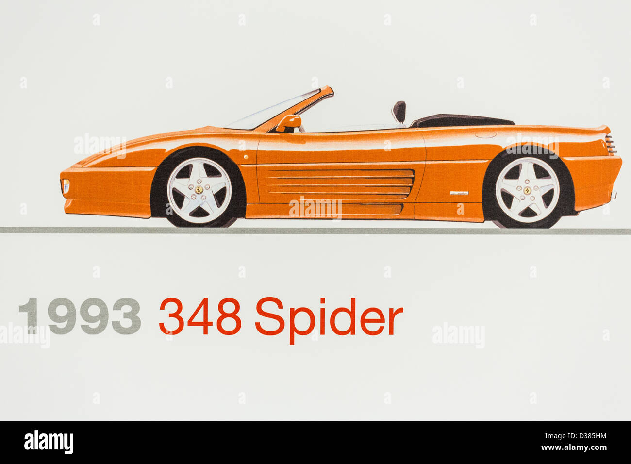 Graphic representation of a 1993 Ferrari 348 Spider, Ferrari Museum, Maranello, Italy Stock Photo