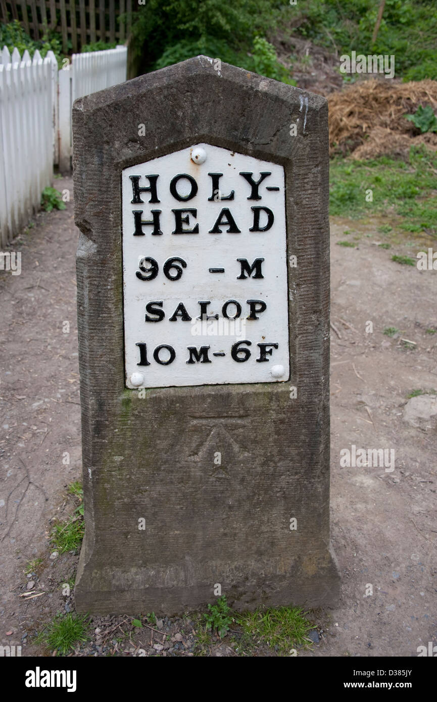 Milestone Holyhead Salop 96M 10M Stock Photo