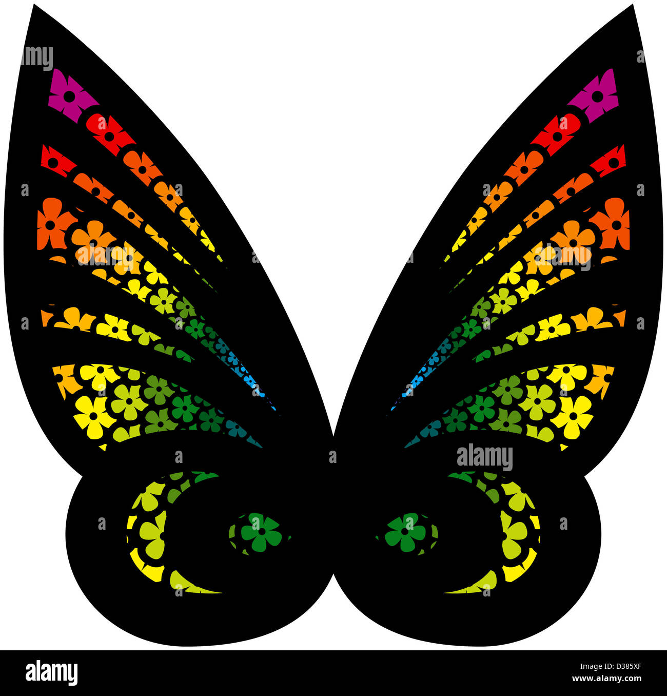 Colorful Stylized Butterfly filled with flowers Stock Photo - Alamy