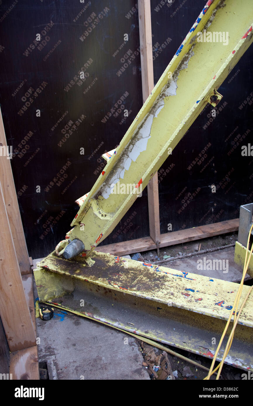 Base bracing brackets on Tower T Crane Stock Photo