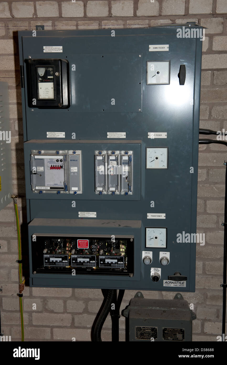 High Voltage fuse and circuit breakers control panel Stock Photo