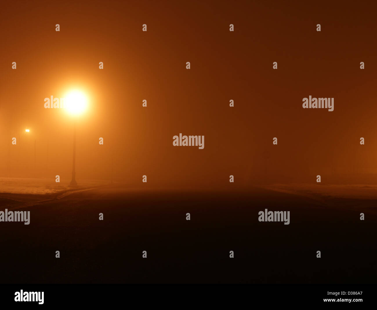 Foggy evening street scene in hi-res stock photography and images - Alamy