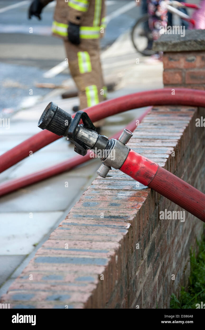 Fire Hose Nozzle one 1 main branch Stock Photo