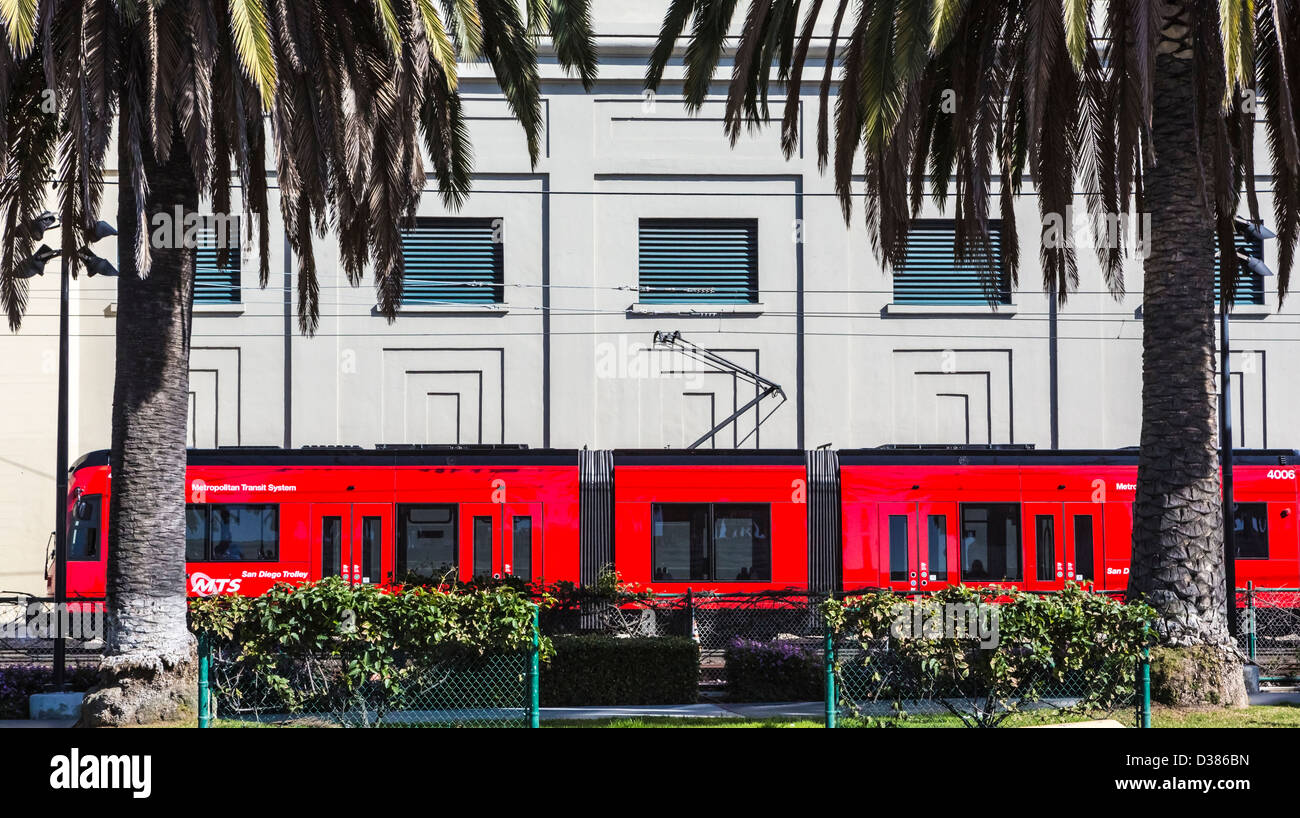 san diego trolley passenger train at the santa fe station Stock Photo