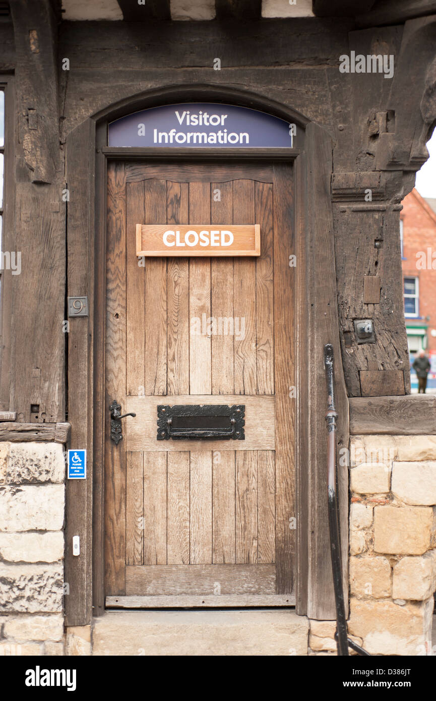 Visitor Tourist Information office Closed door No Visitors Stock Photo