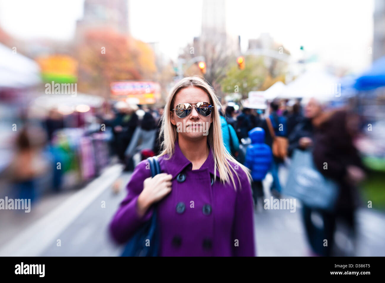 Young Woman looking anger on the street in New York City Stock Photo