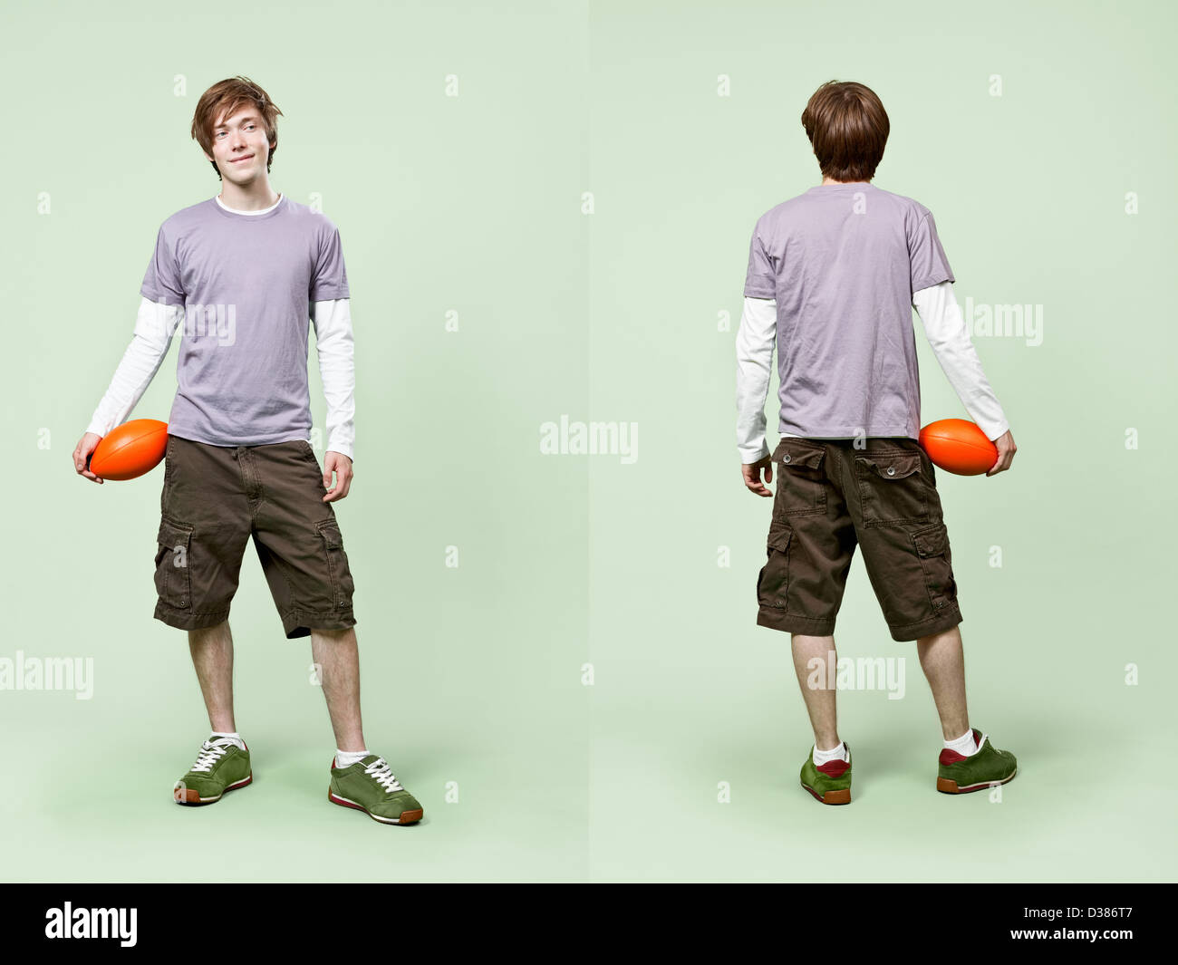 Front and rear view of casual young male's fashion in catalog style