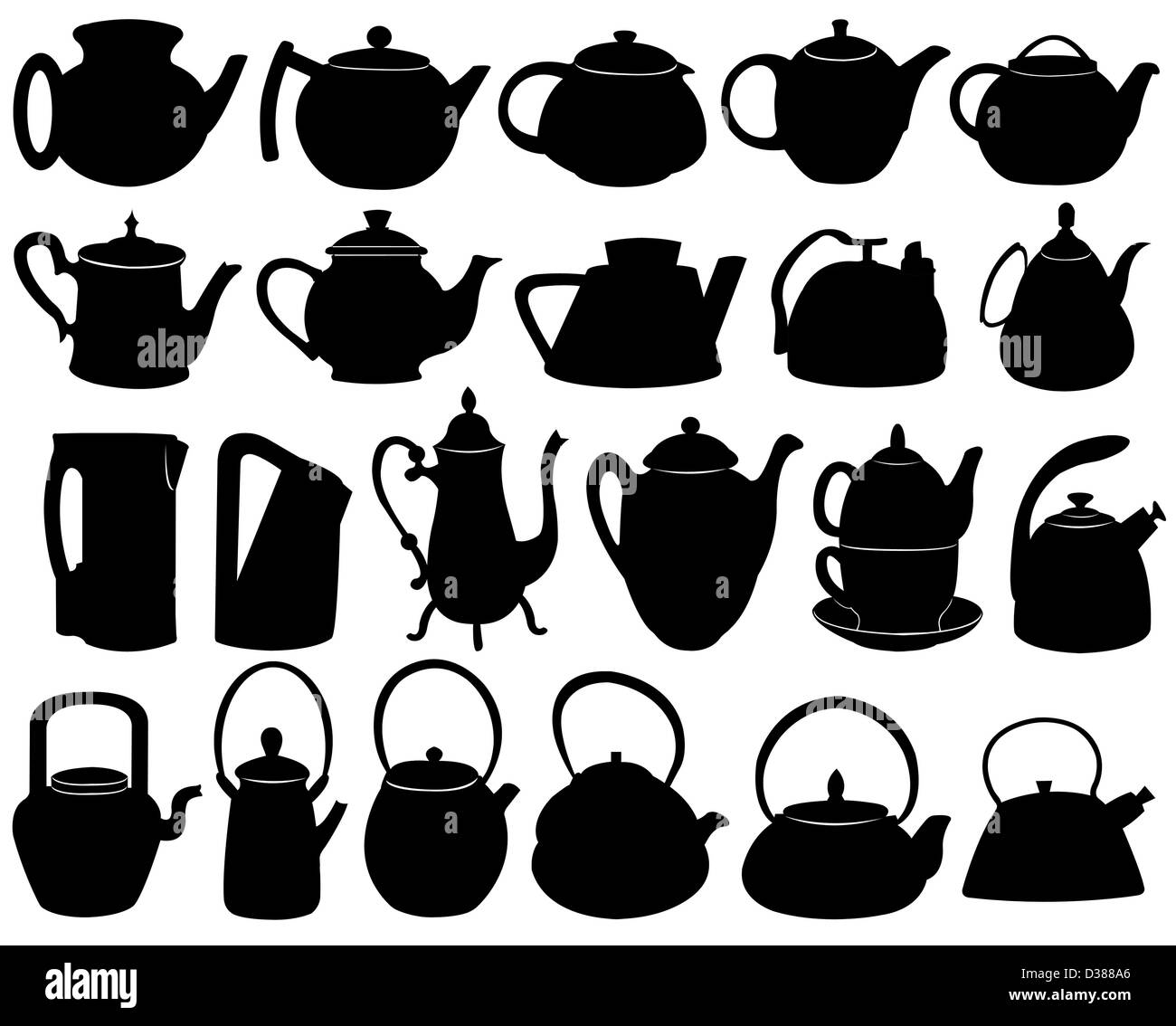 Set of different teapots isolated on white Stock Photo Alamy