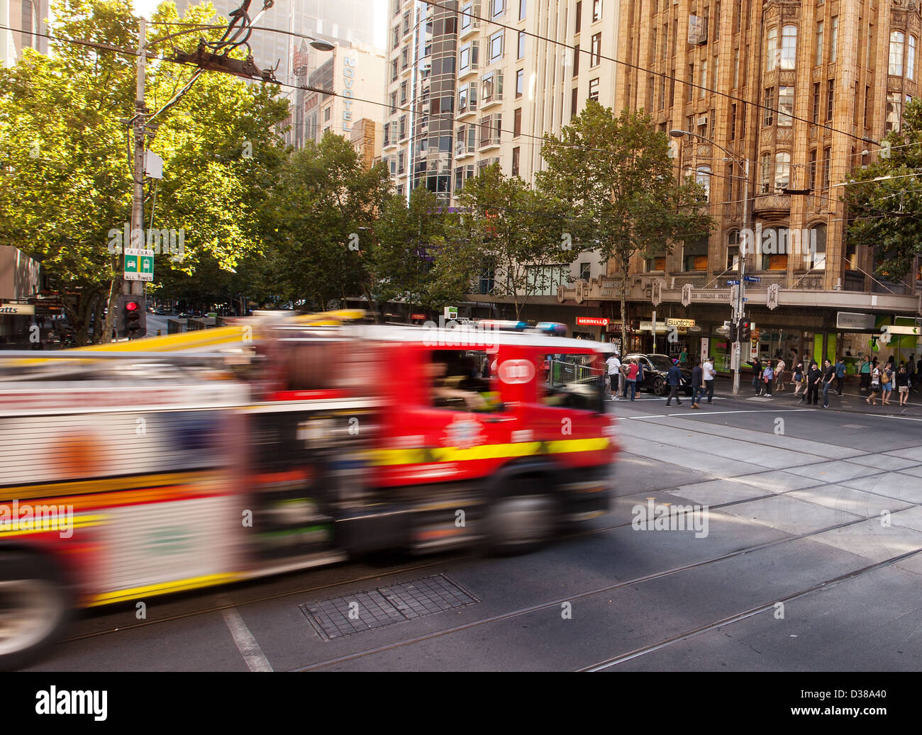 Australia, Victoria Melbourne city firetruck firemen Stock Photo