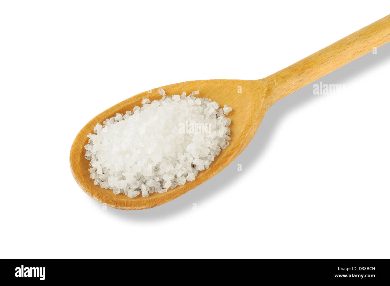 A spoon of refined sea salt Stock Photo