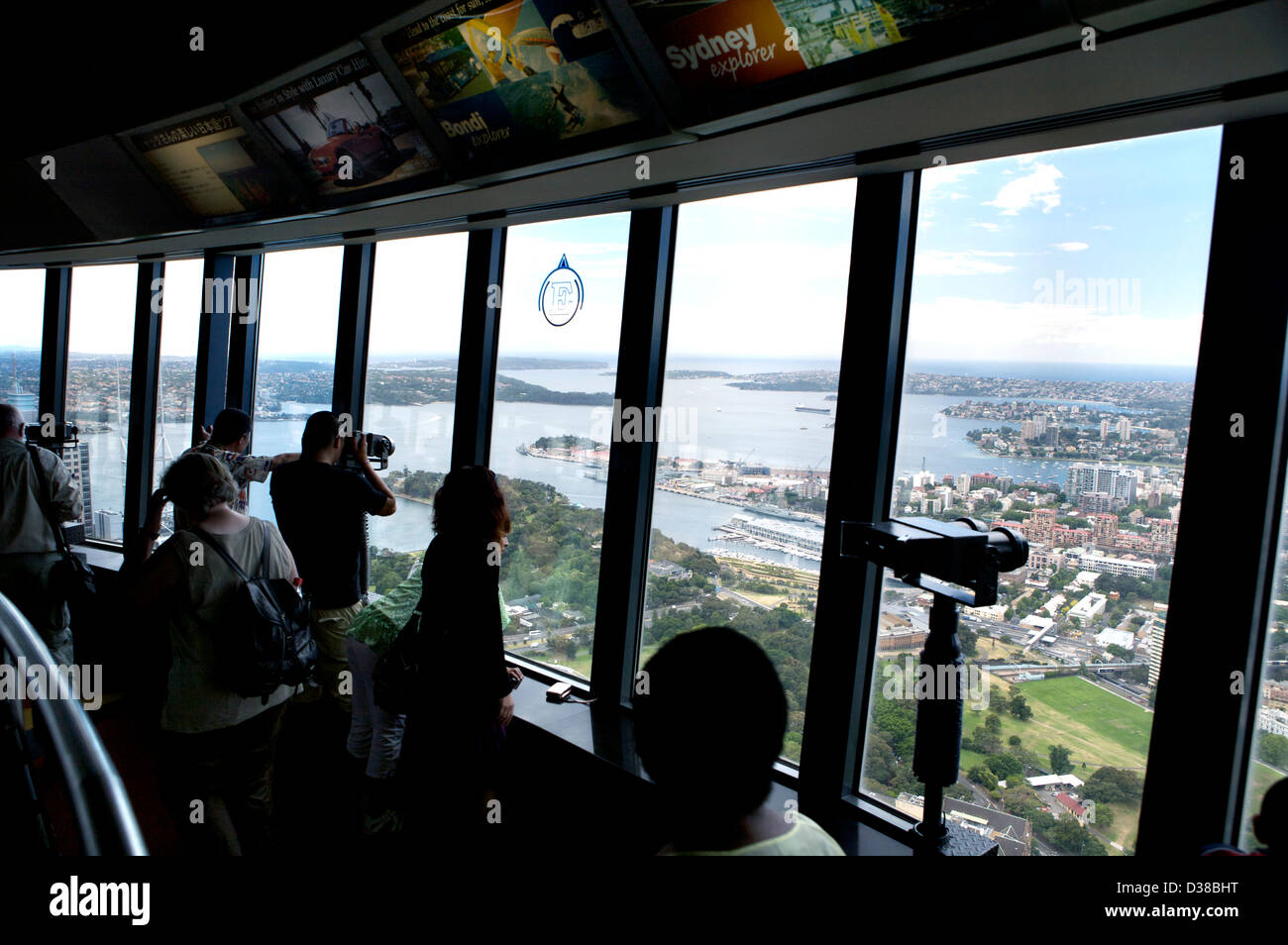 Sydney skyline from the Sydney Tower's observation deck, OzTrek and Skywalk Stock Photo