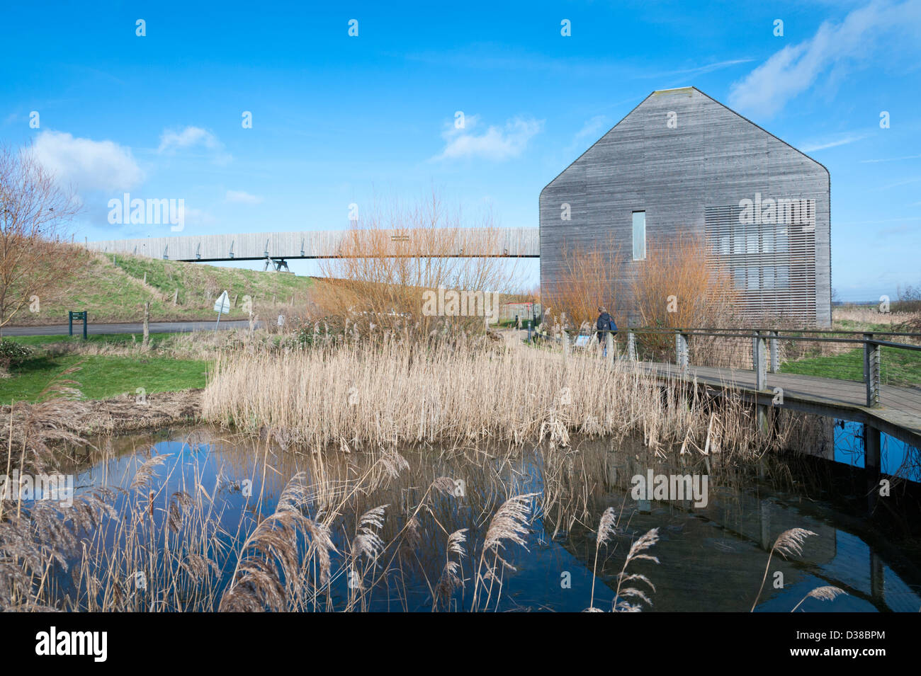 The visitor centre at Welney Wildfowl wetlands Trust Centre Norfolk UK Stock Photo