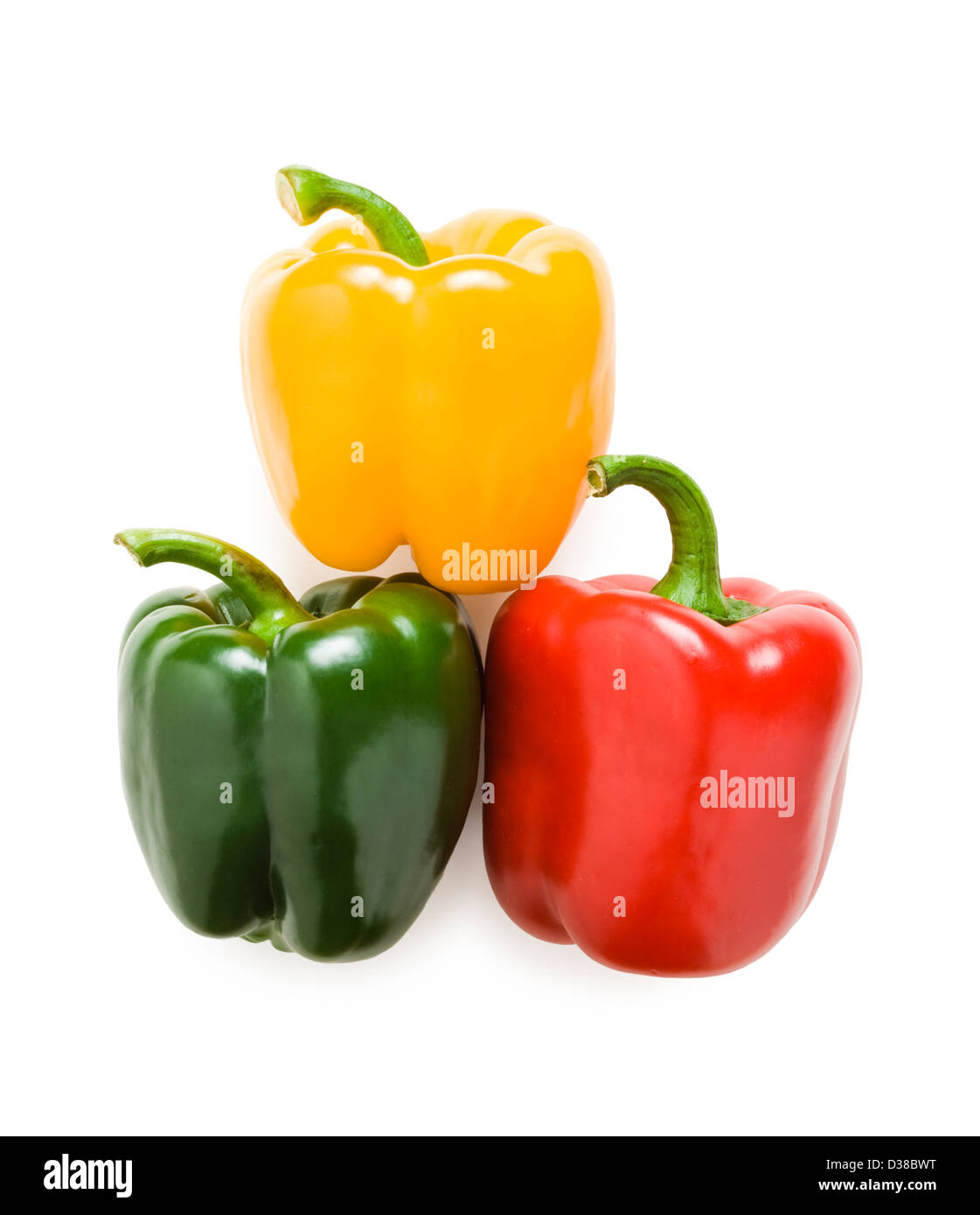Red, yellow and green peppers. Stock Photo