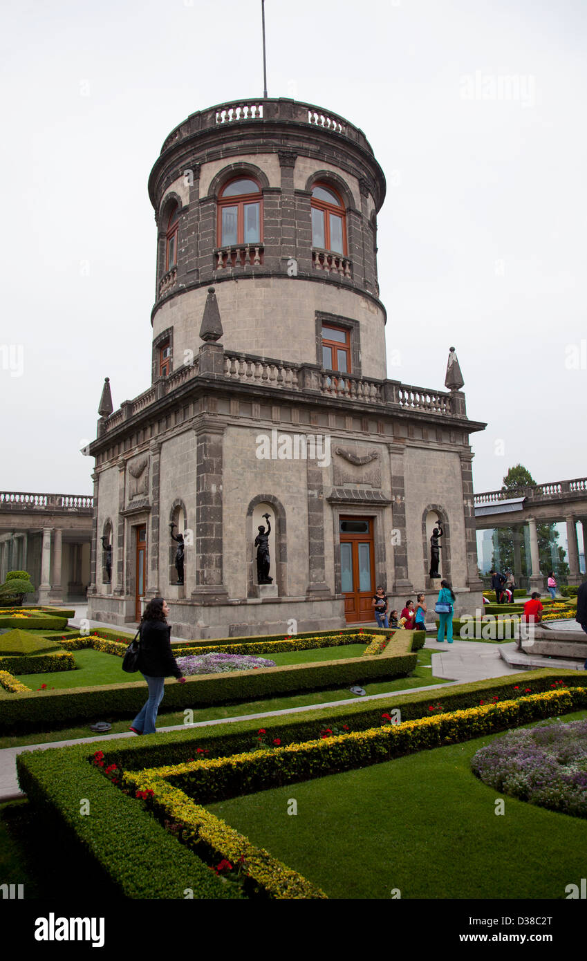 Tower in Gardens at the top of Chapultepec Castle - Mexico City DF Stock Photo