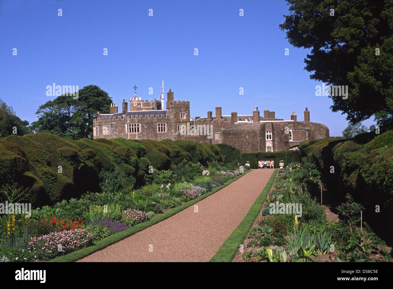 The long approach, Walmer Castle and Gardens, Walmer, near Deal, Kent, England Stock Photo
