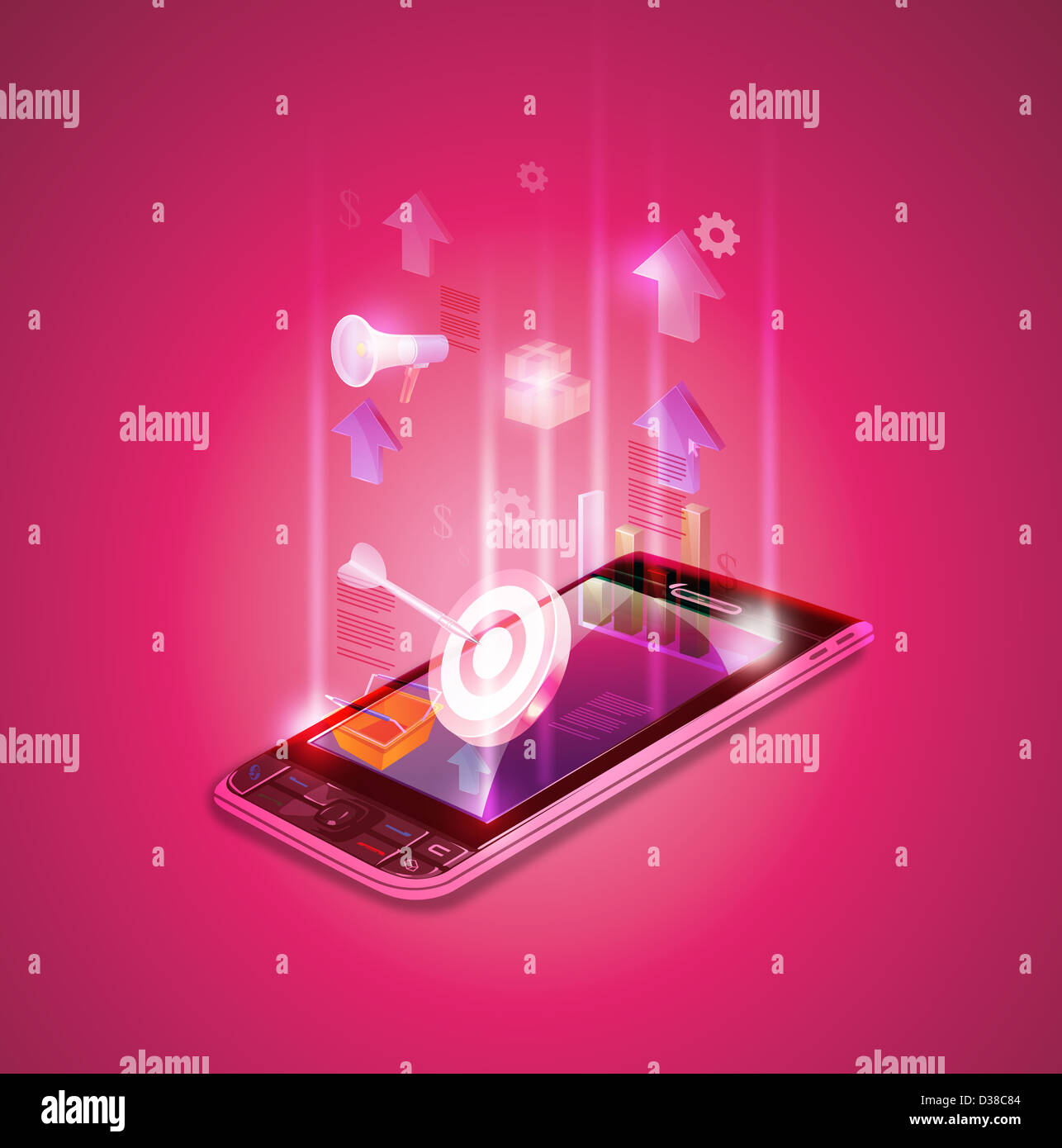Illustrative image of mobile phone representing financial data Stock Photo
