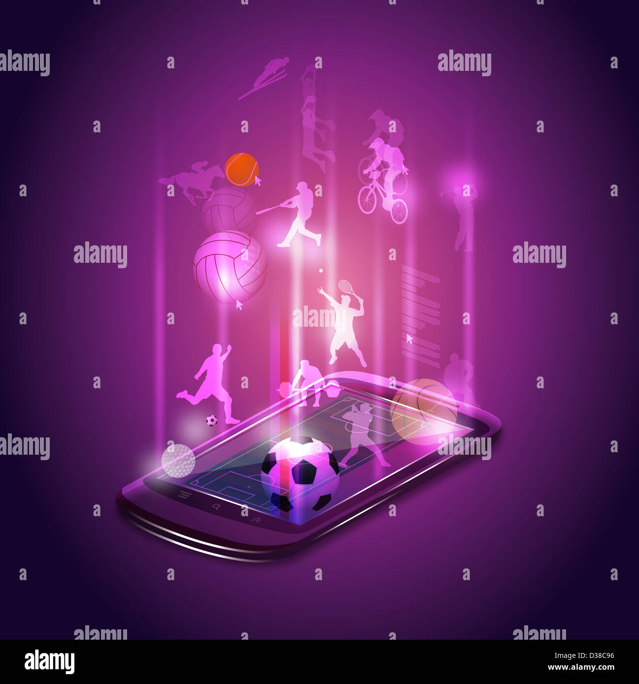 Illustrative image of mobile phone representing sports app Stock Photo