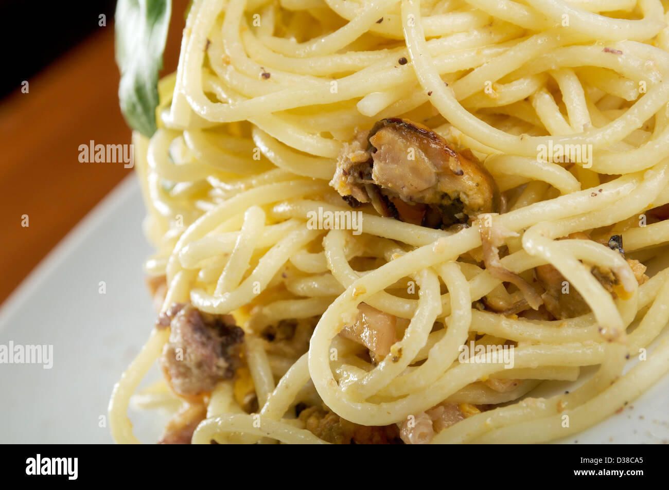 noodles tagliolini with seafood .closeup Stock Photo Alamy