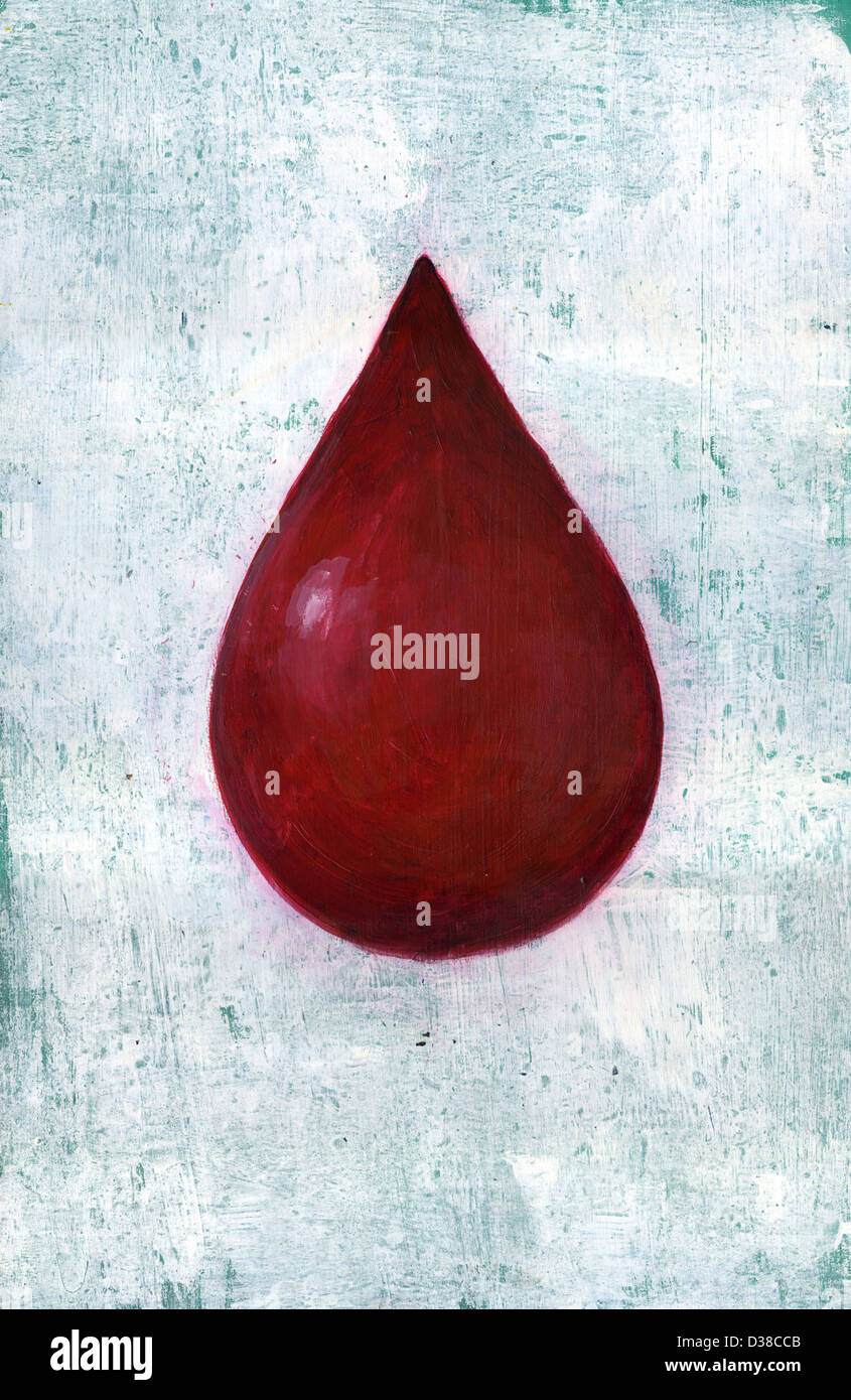 Illustrative image of blood drop against blue background Stock Photo