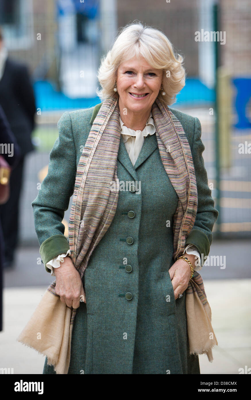 Camilla,Duchess of Cornwall undertaking engagements in Wiltshire in February 2013 Stock Photo