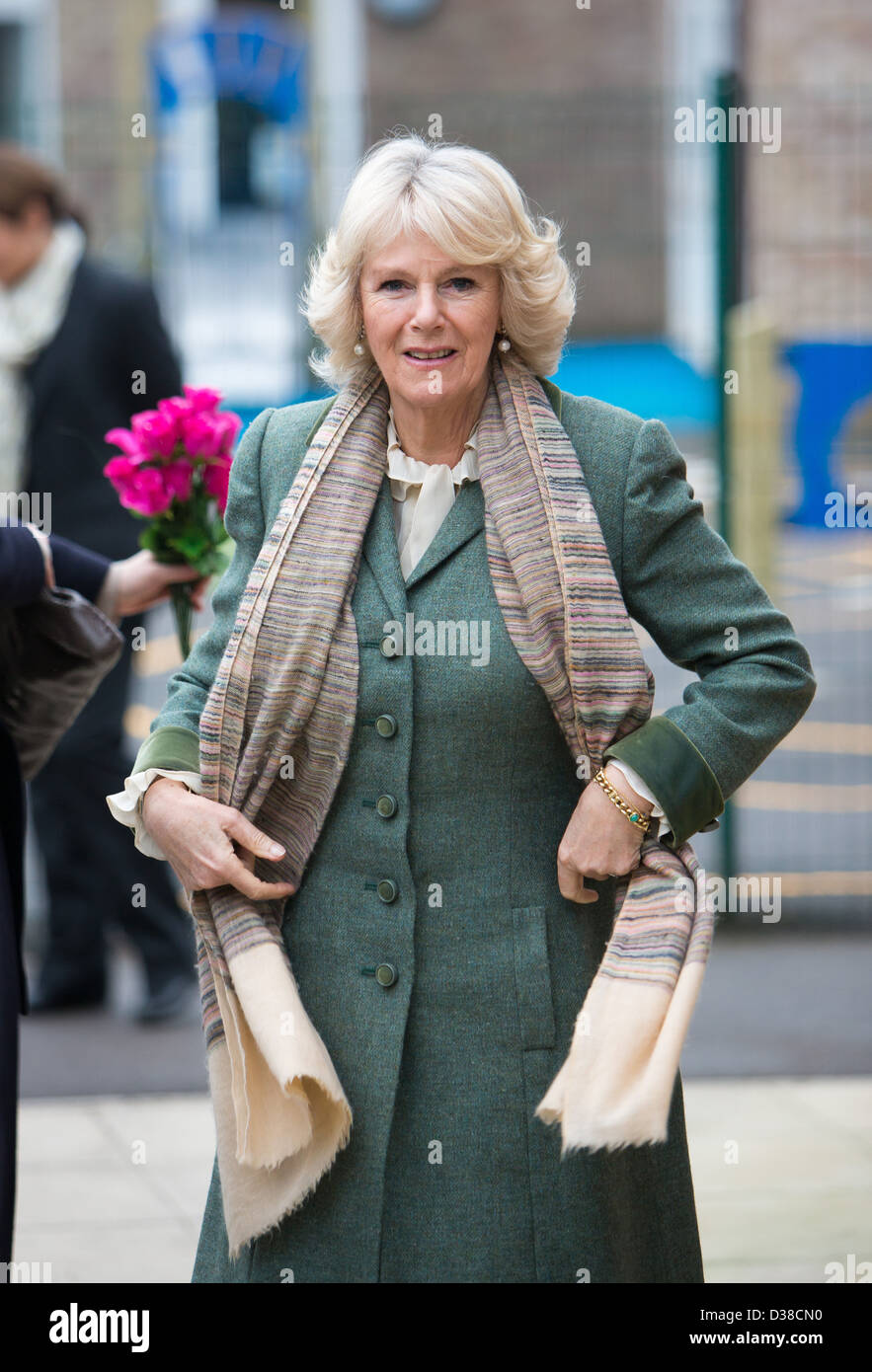 Camilla,Duchess of Cornwall undertaking engagements in Wiltshire in February 2013 Stock Photo