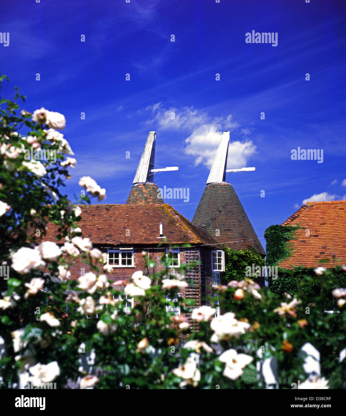 Oast House in the Sping in Hever, Kent, England Stock Photo