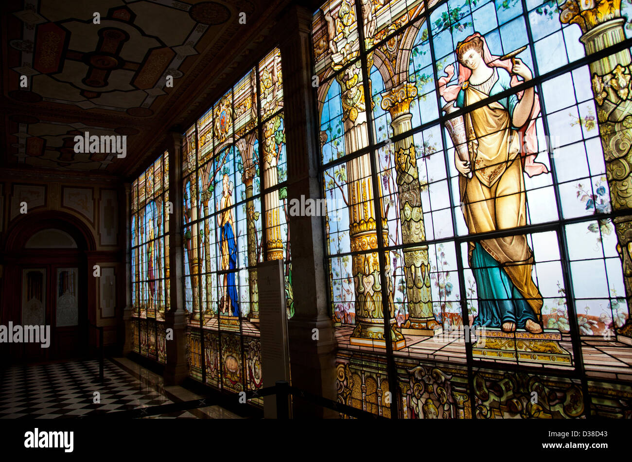 Stained Glass Gallery at Chapultepec Castle in Mexico City DF - Bathroom Stock Photo