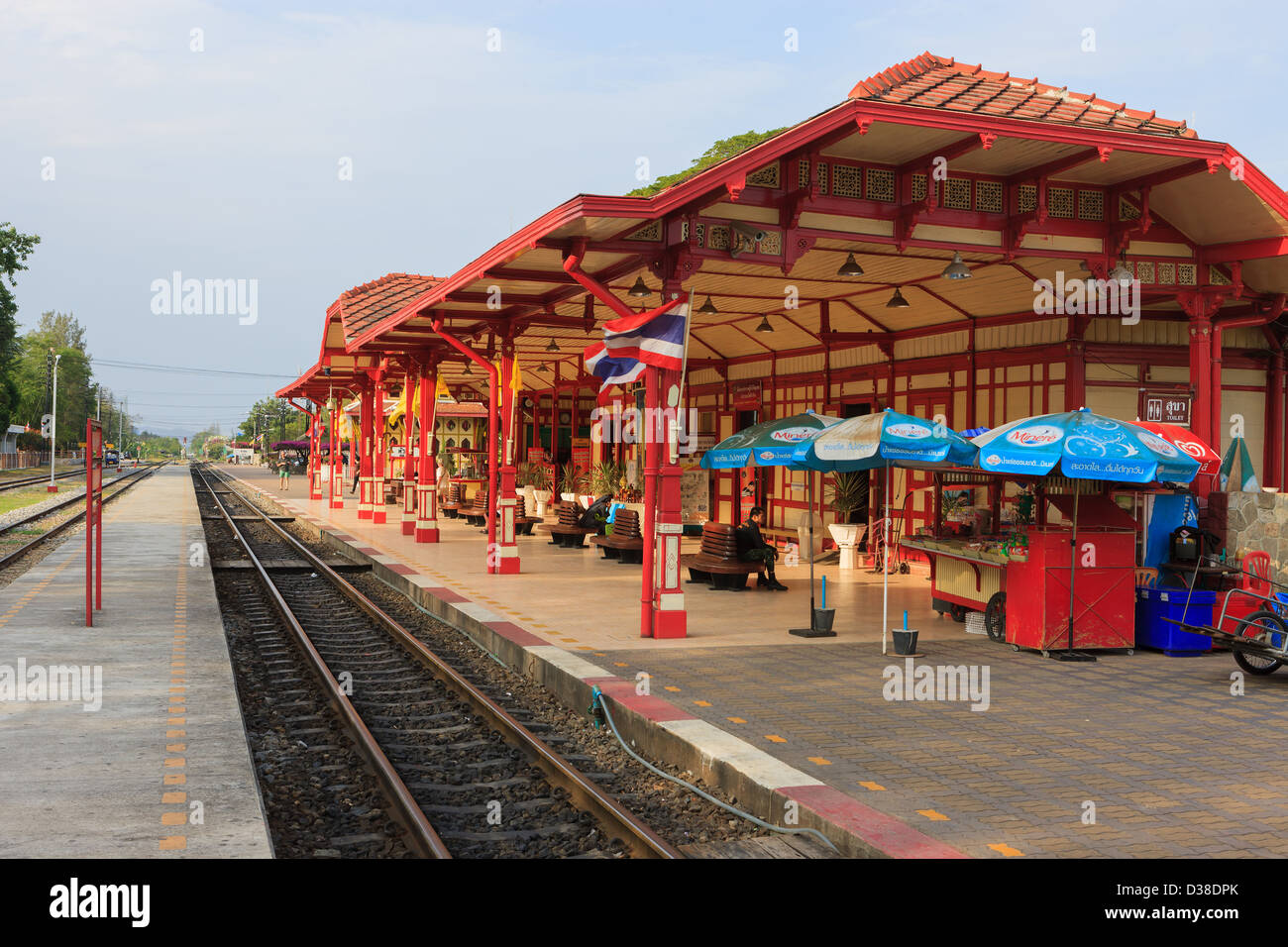 Hua Hin Railway Station, one of the most beautiful railway stations in Thailand Stock Photo