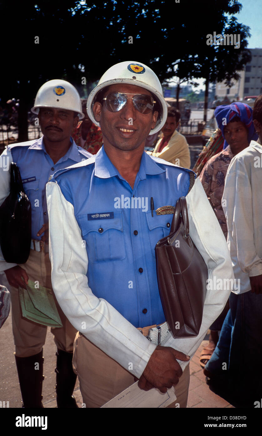 Two City traffic cops, Dhaka, Bangladesh Stock Photo