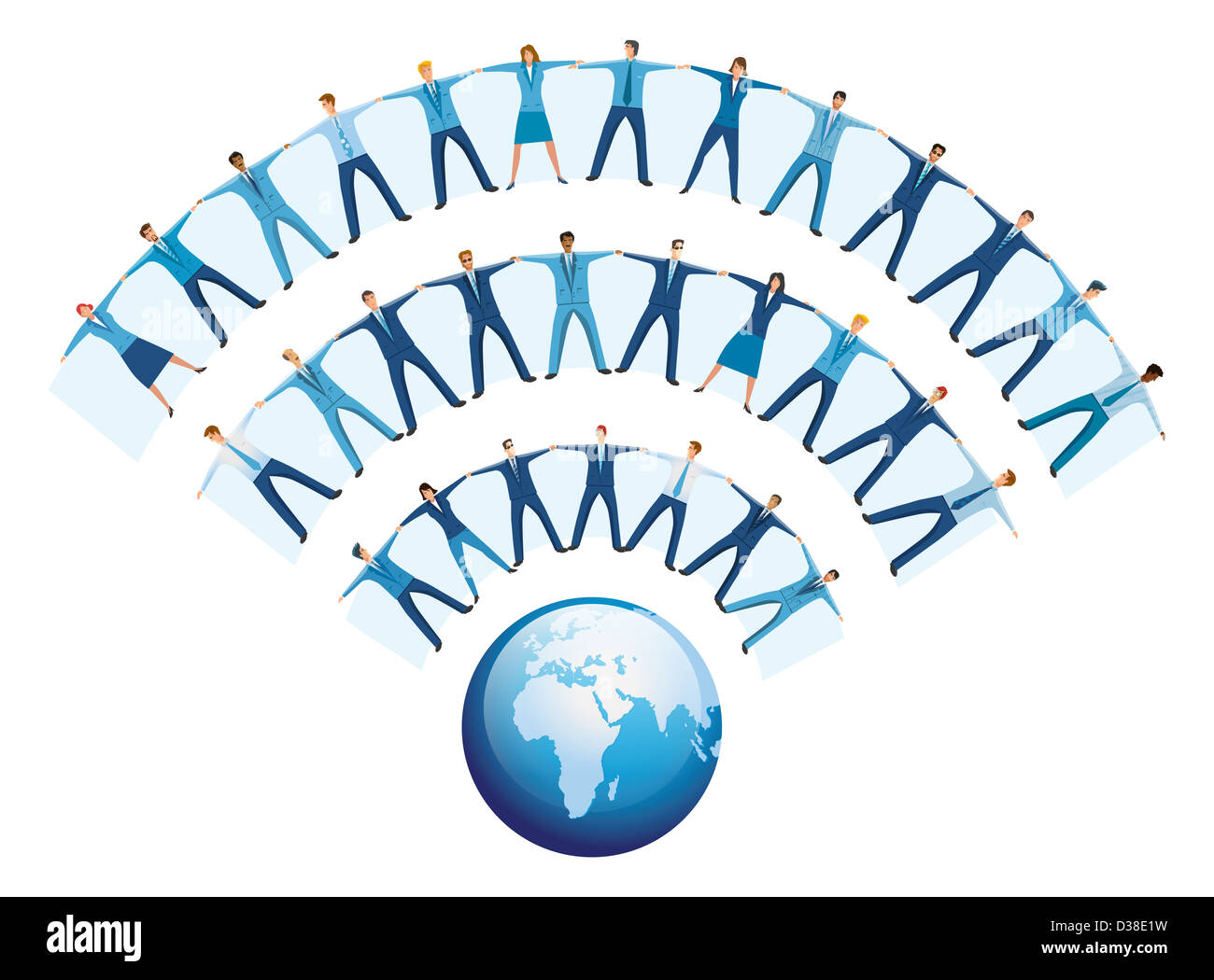 Team of business people forming WIFI symbol wave Stock Photo