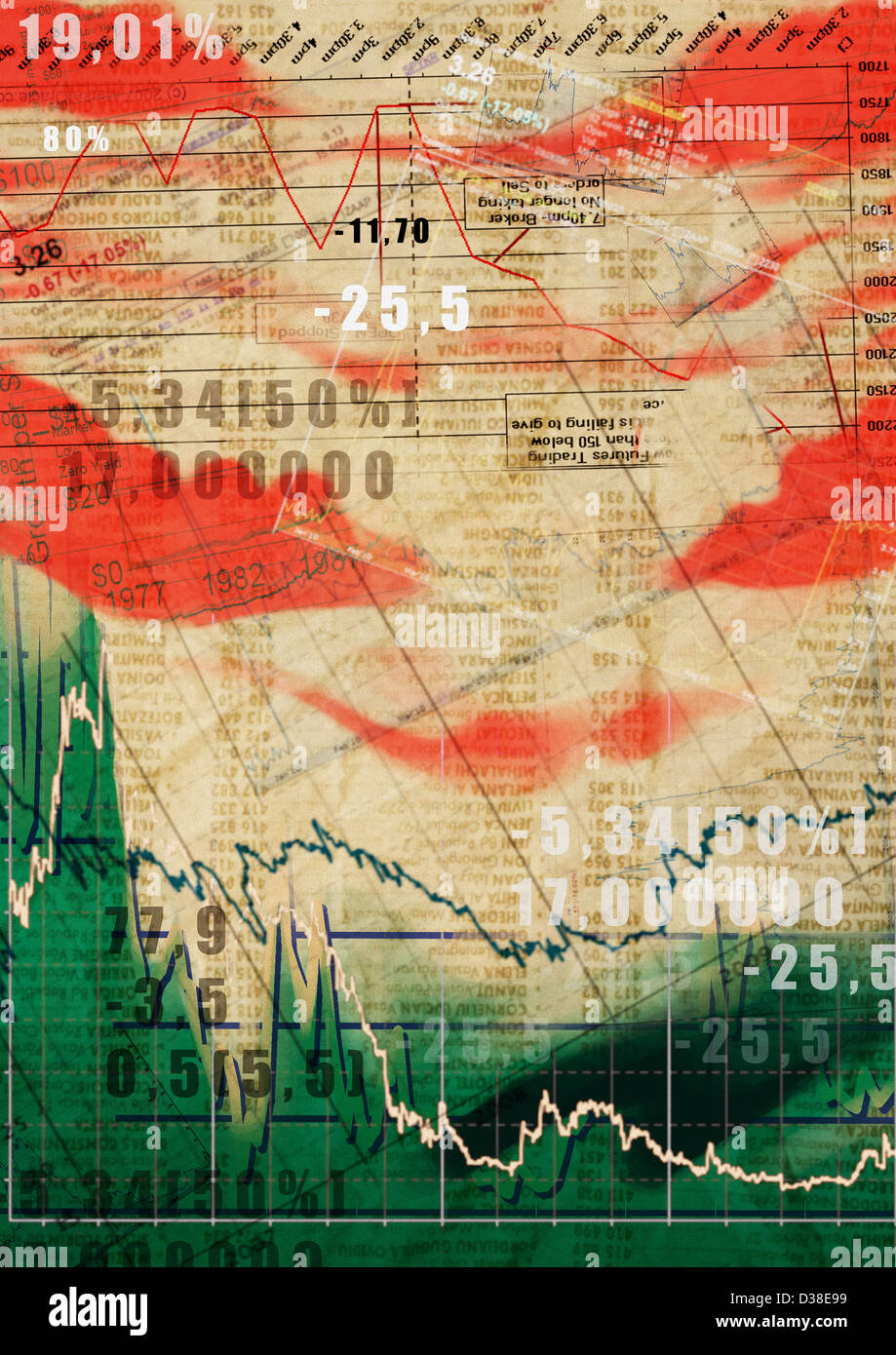 Illustrative image of sheet with stock market data Stock Photo