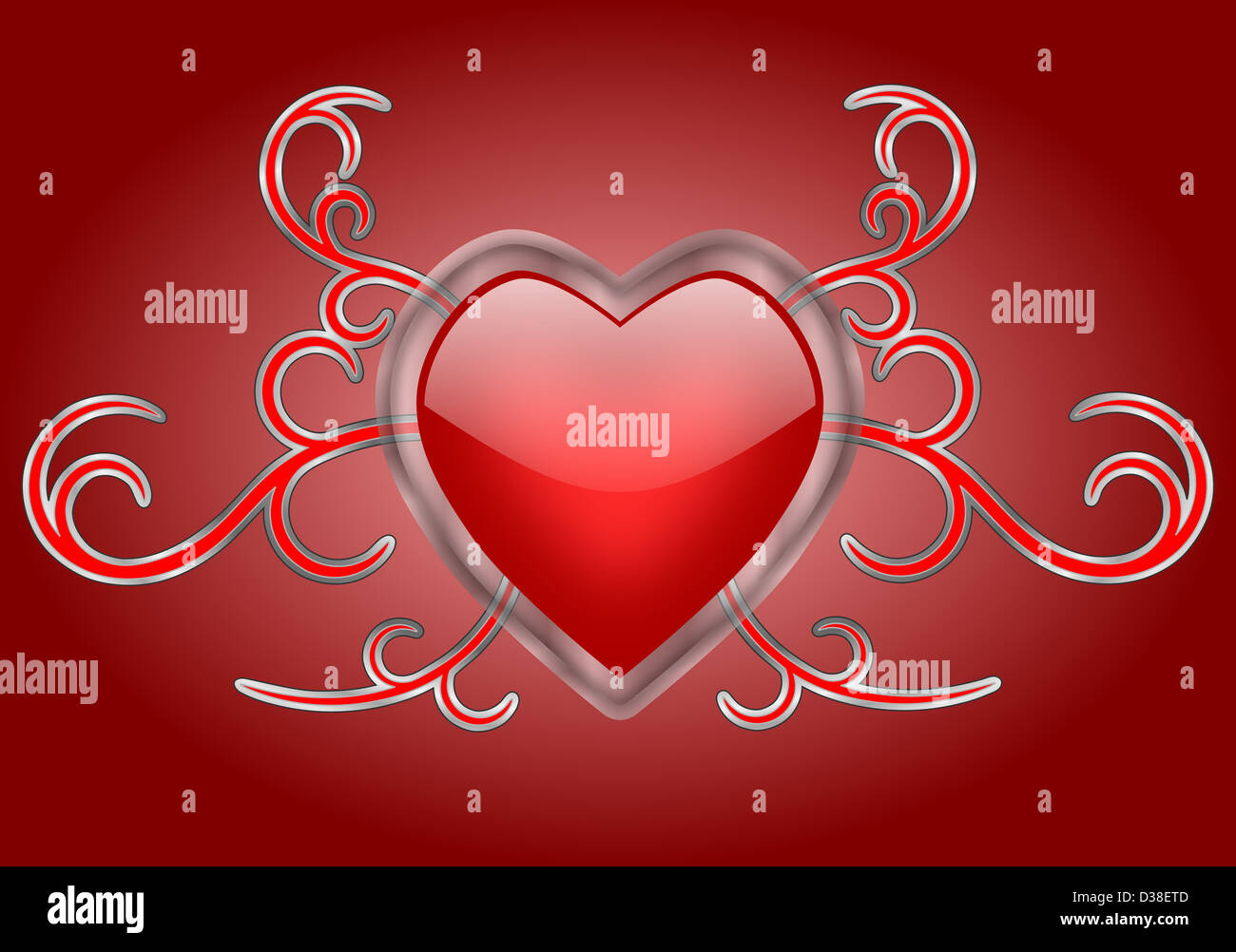 A Shiny Heart with Gothic Swirls Stock Photo Alamy