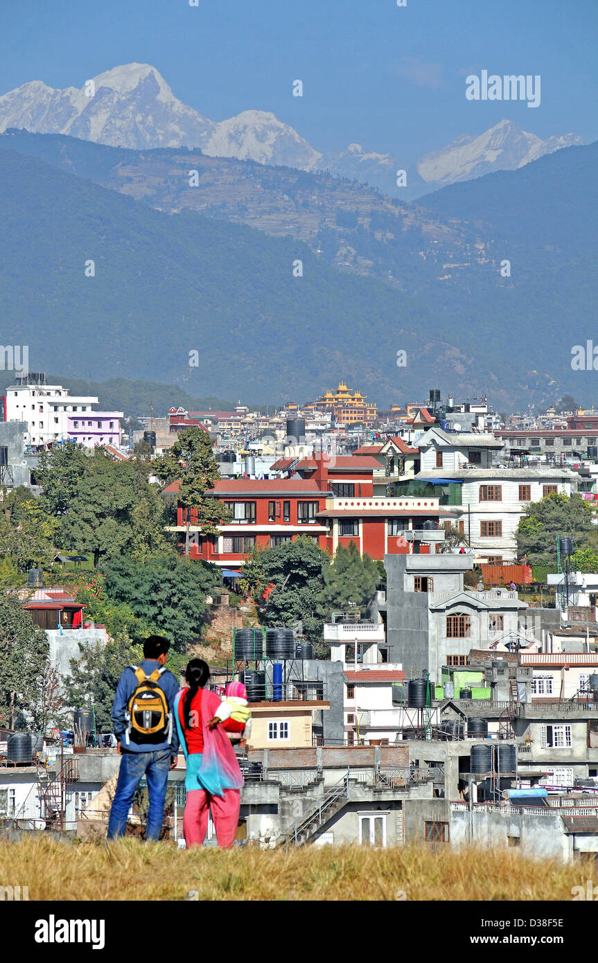 Kathmandu city and Himalaya range Nepal Stock Photo