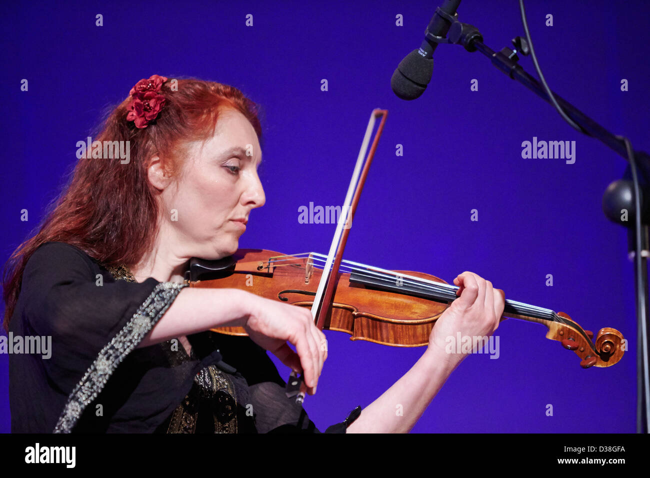 Gundula Gruen from gypsy group Tatcho Drom performs at the Holocaust Memorial Day 2013 UK Commemoration event held in London Stock Photo