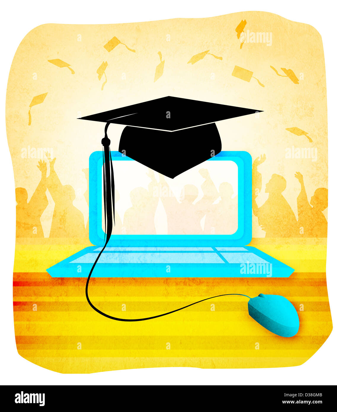 Mortar board on a laptop Stock Photo