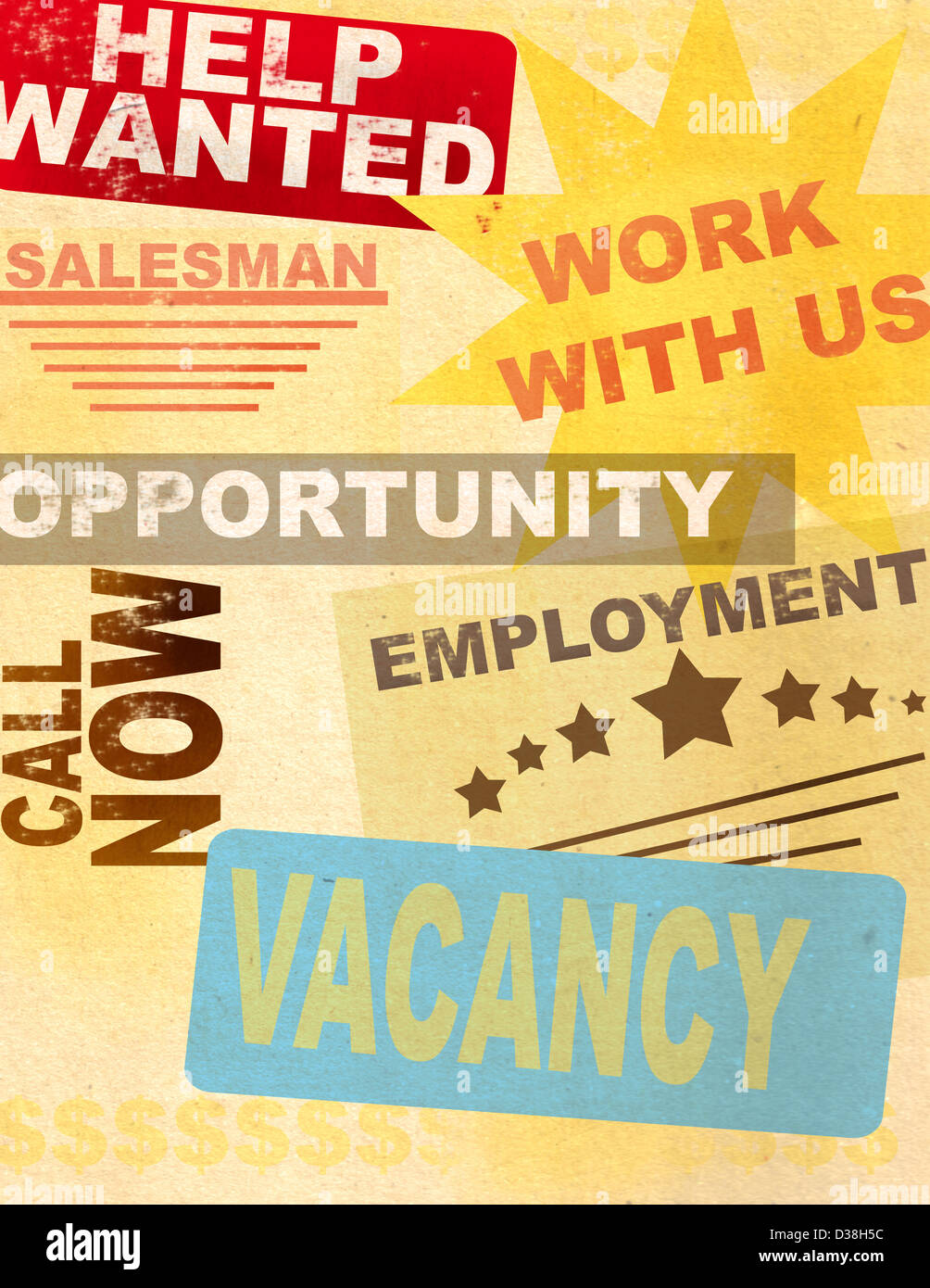 Posters of advertising Jobs Stock Photo