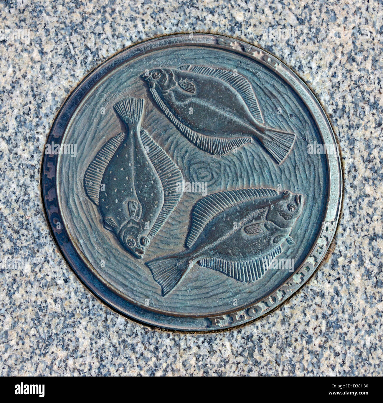 'The Food Chain', Plaice, Flounder, Dab. Outdoor sculpture. The Stone