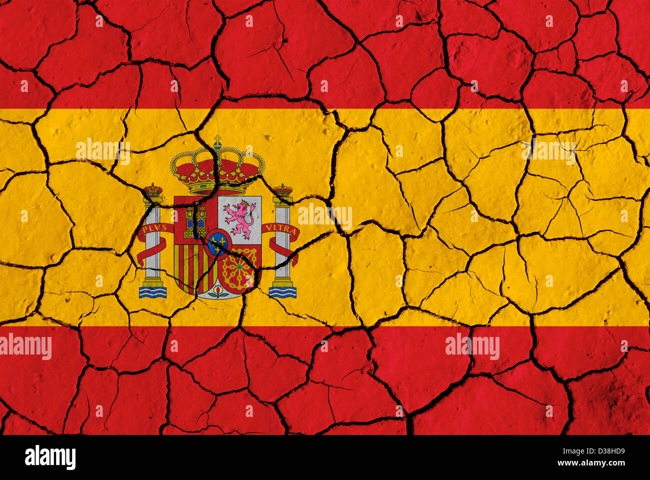 Flag of Spain over cracked background Stock Photo