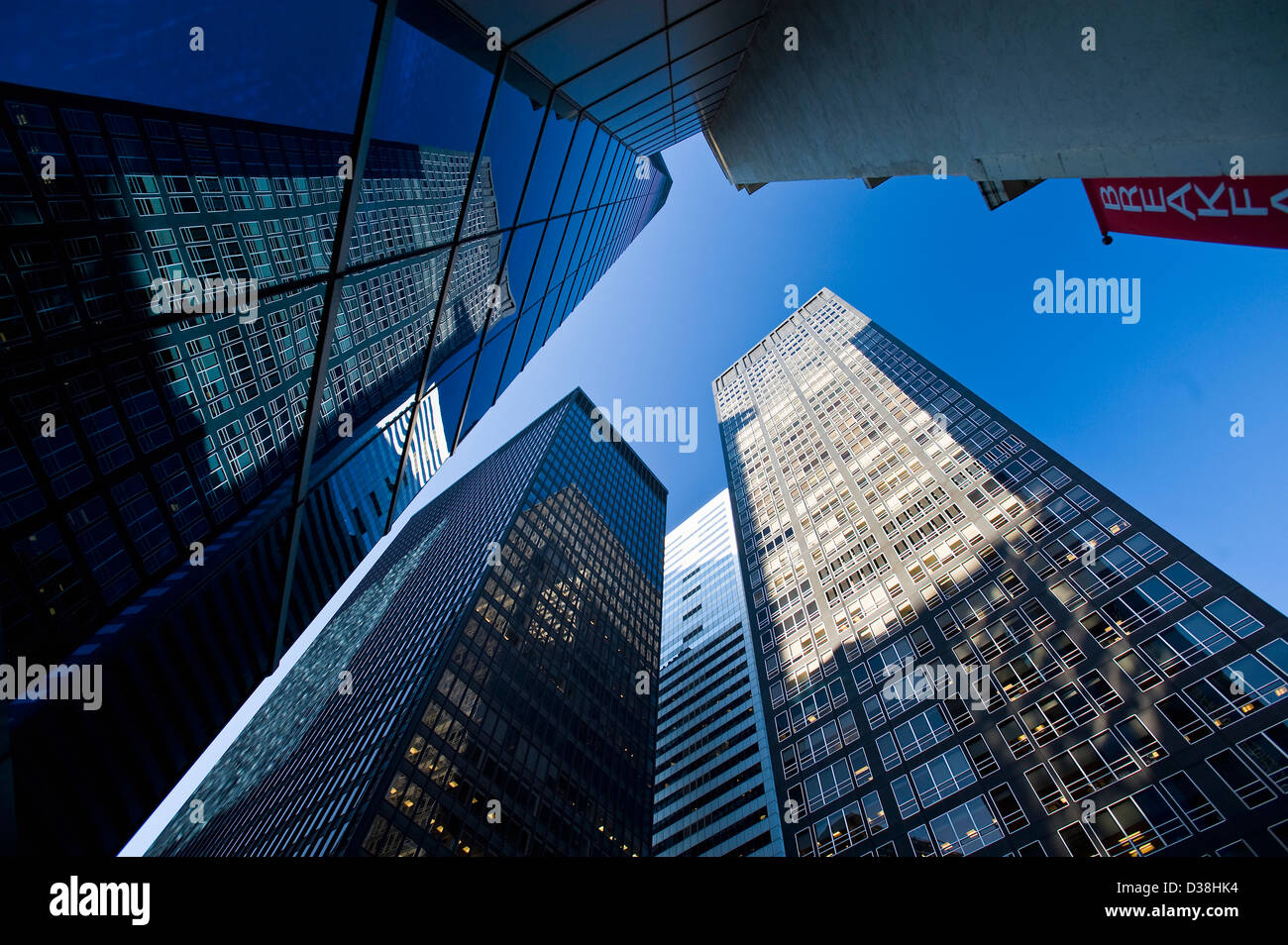 Low angle view of urban skyscrapers Stock Photo