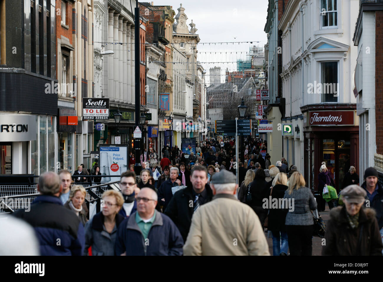 Shoppers in Whitefriargate , Hull one of Hulls main shopping streets Stock Photo