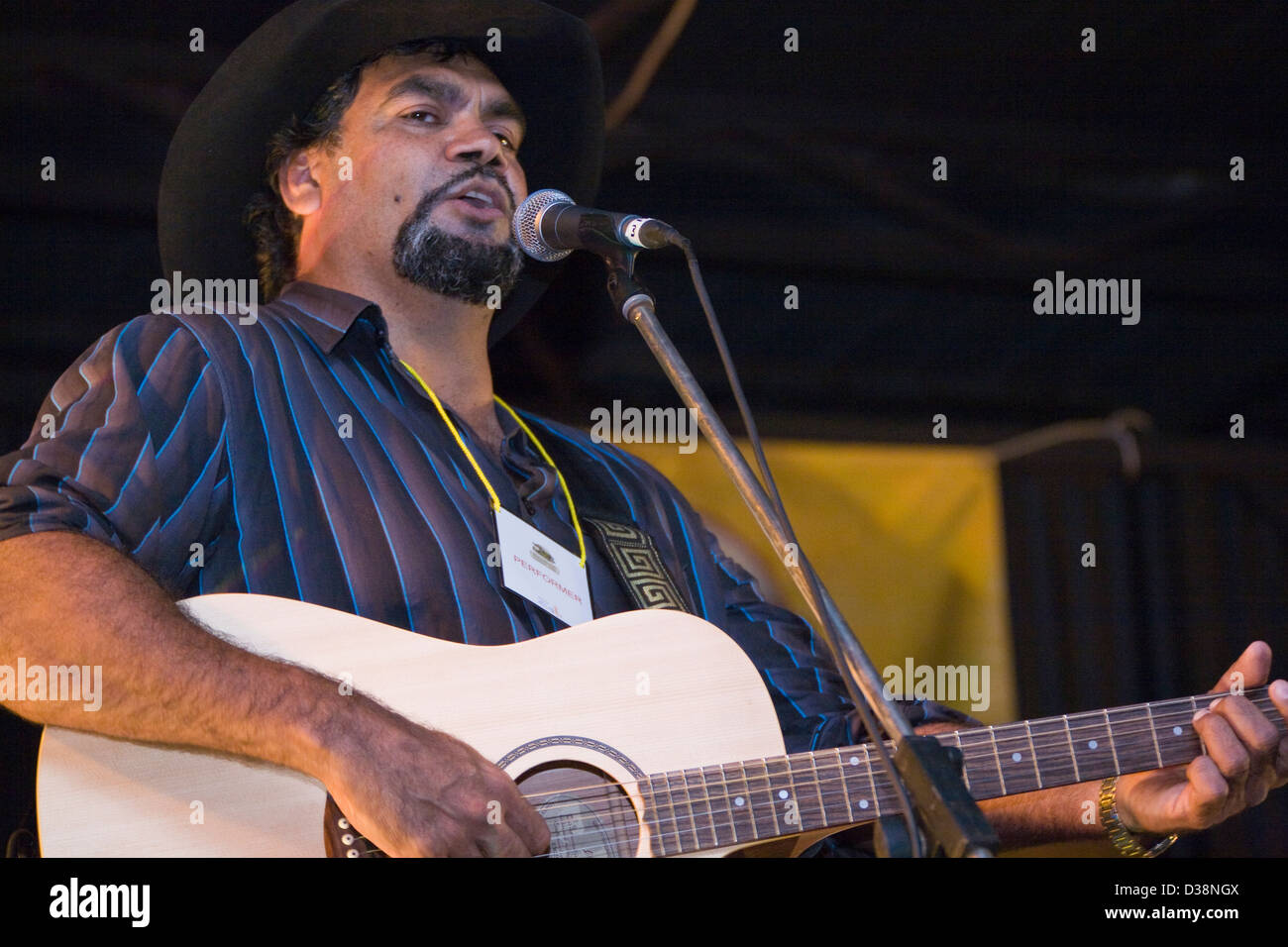 Peter Brandy, 2009 Indigenous Music Artist of the Year for Western Australia, at the Barramundi Concert, Australia Stock Photo