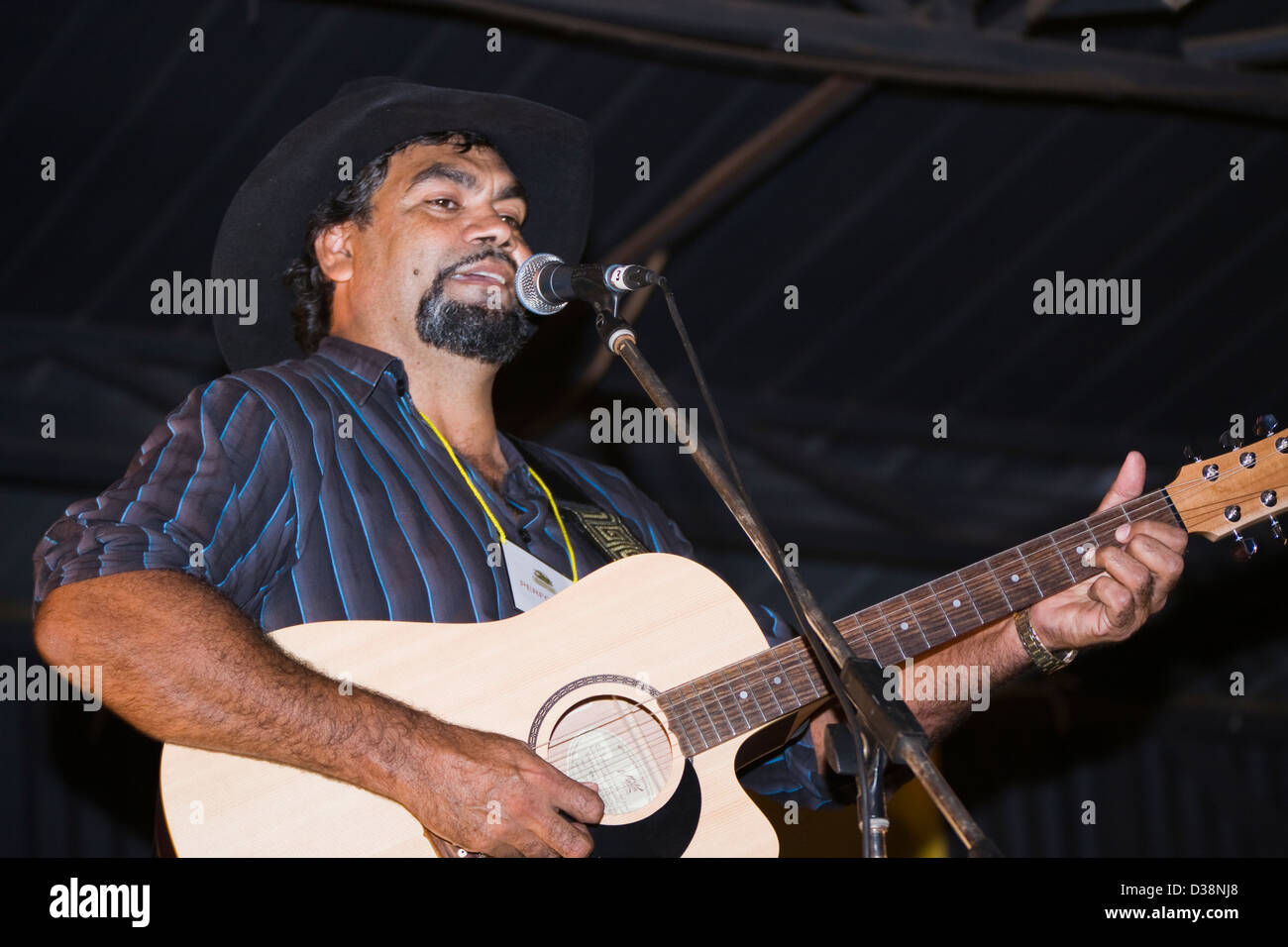Peter Brandy, 2009 Indigenous Music Artist of the Year for Western Australia, at the Barramundi Concert, Australia Stock Photo